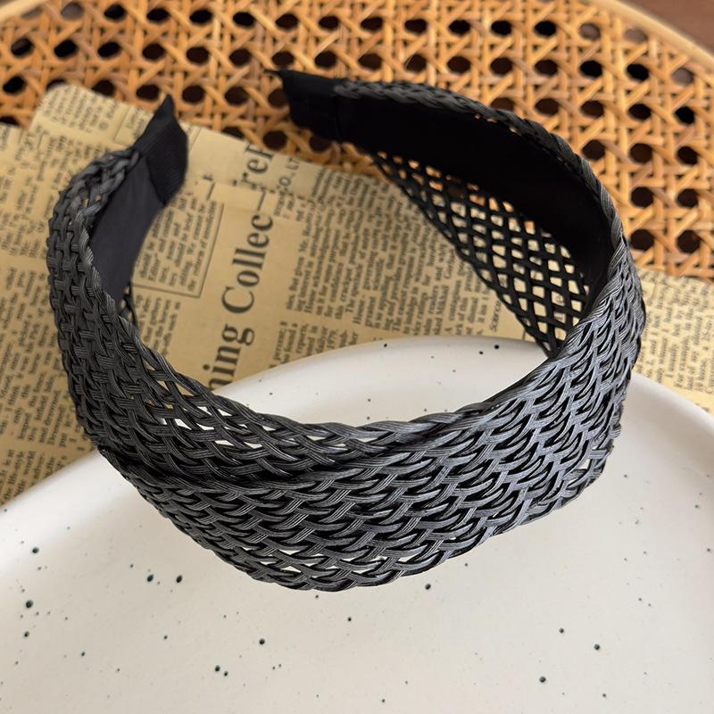 

Женская богемная винтажная плетеная соломенная повязка на голову, широкая, с перекрестным дизайном, аксессуар для волос, для дам