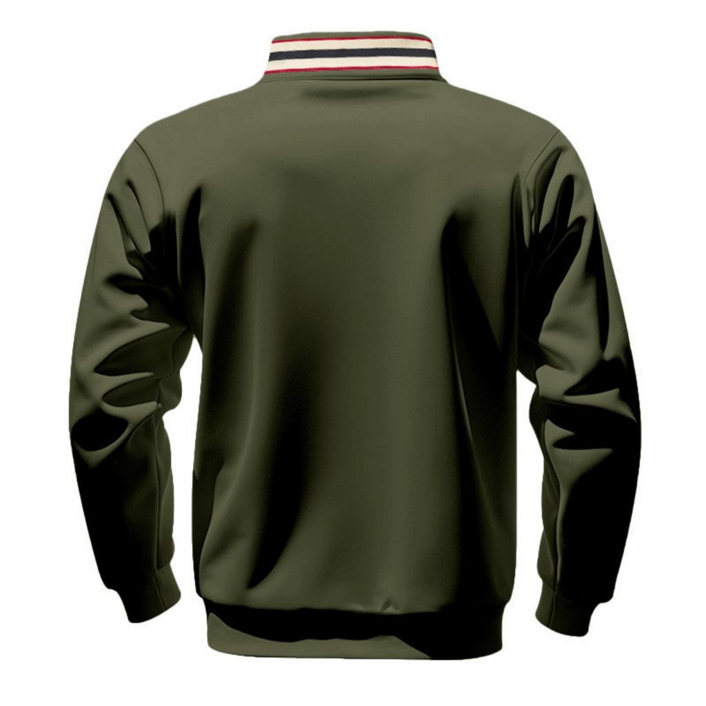 Men's Solid-color Casual Fleece Hoodie, Men's Loose Stand-up Collar Semi-zipper Casual Sport Pullover Hoodie