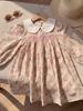 2026 Autumn French-Korean Style Doll Collar Girls' Printed Long Sleeve Dress with Ruched Skirt