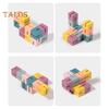 Wooden Twisting Block Toy Portable Travel Educational 3D Puzzle Colorful Twisted Cube Sensory Toy Toddlers Boys Girls Gift Party Favors