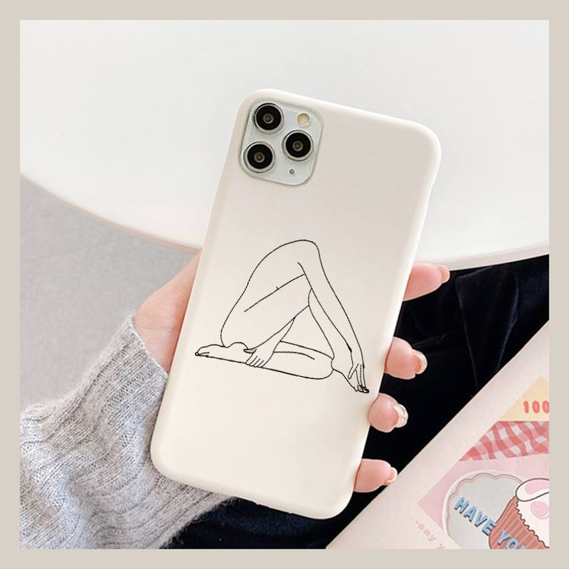 Funny Abstract Sexy Art Lines Phone Case for iPhone 11 12 13 Mini Pro Xs Max 8 7 6 6S Plus X XR Solid Candy Color Case