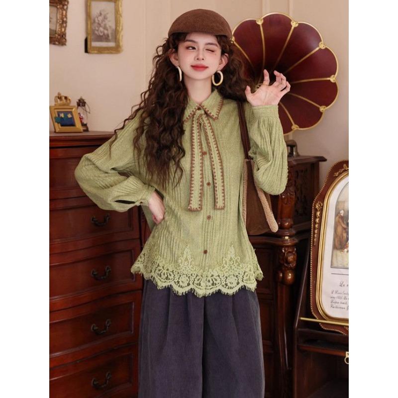 Retro Hong Kong Style Long-sleeved Tops for Women in Autumn and Winter New Versatile Casual Loose Knitted Inner Shirts