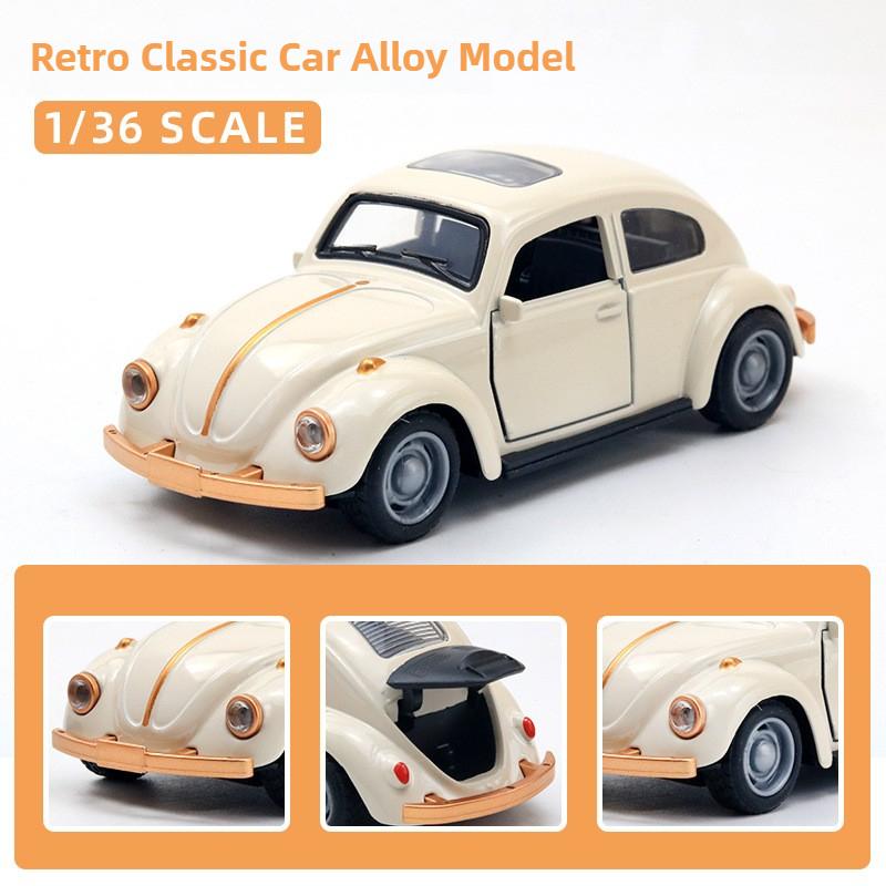 Alloy Car Model Beetle Benz Porsche Vintage Car Desktop Decor Open Door Force Carrying Car Accessories Interior Decoration