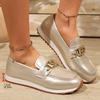 Brand Metal Buckle Pu Leather Loafers Shoes Women Summer 2026 Soft Sole Slip On Casual Shoes Flat Heel Driving Shoes for Women