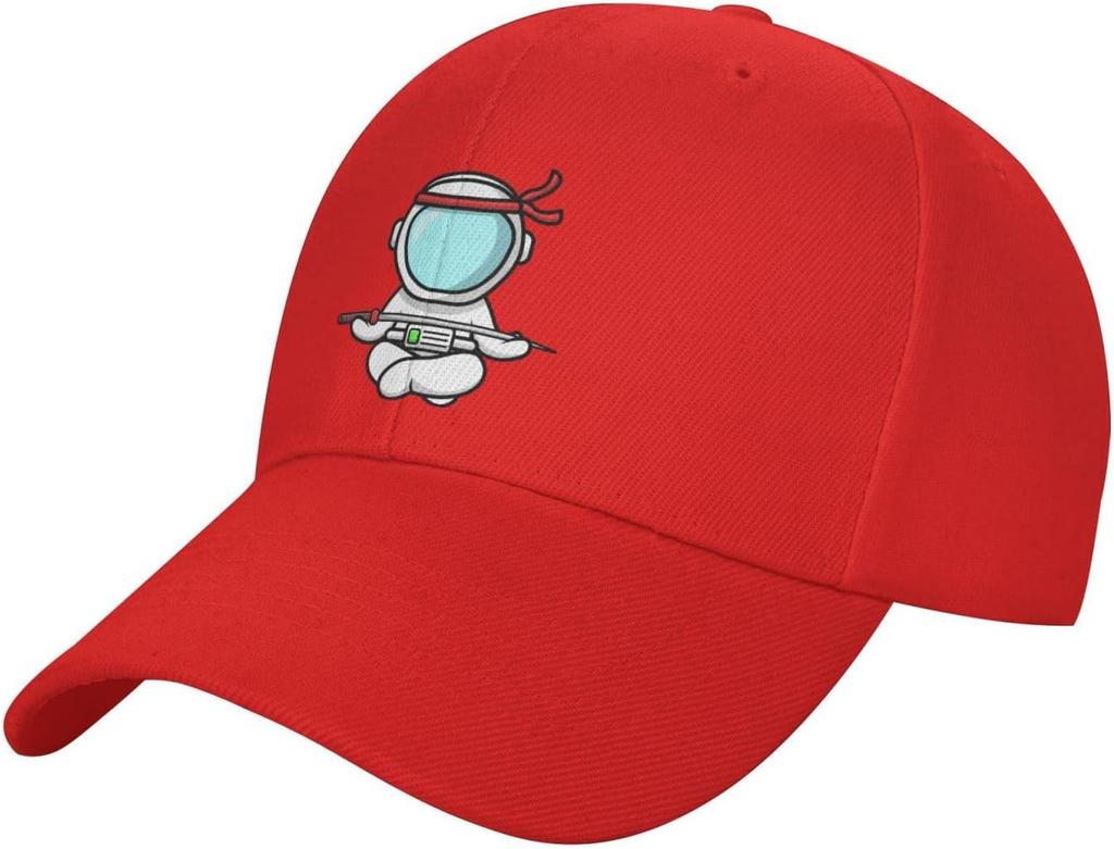 Astronaut Ninja Meditating With Sword Baseball Cap Polyester Casual Adjustable Sport Hat