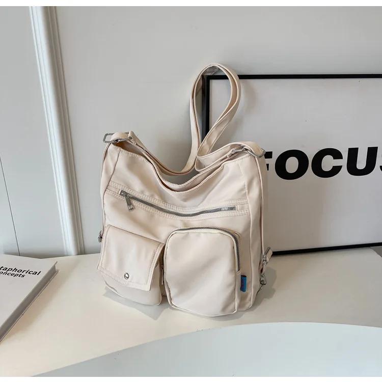 

Черная нейлоновая сумка через плечо с множеством карманов, портативная, большой емкости, для отдыха, ретро, многоцелевая, легкая