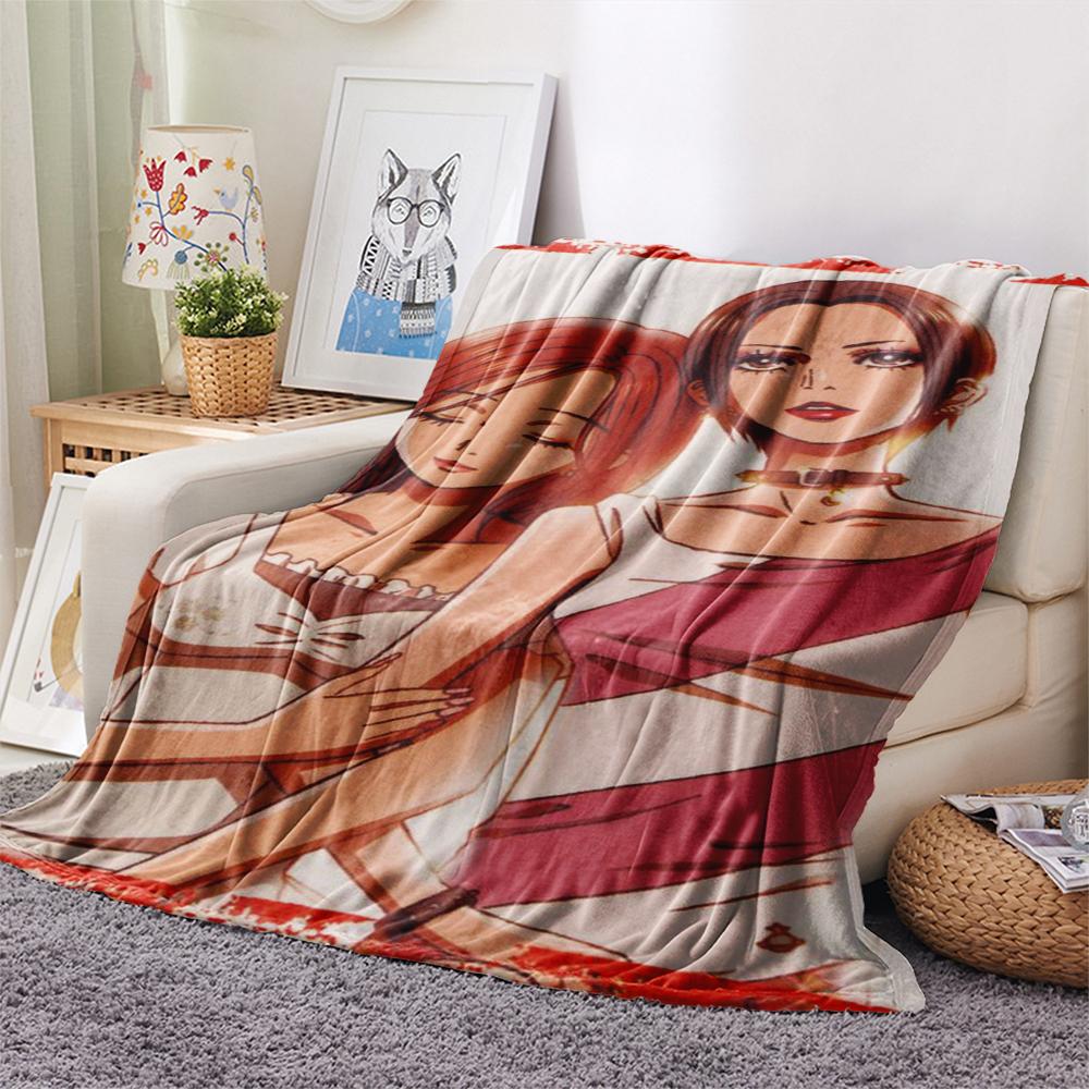 1 ks Flanelová deka s kresleným potiskem, Vysoce kvalitní, Pohodlná pro všechna roční období, Domácí dekorace, Teplo a pohodlí, Perfektní jako vánoční dárek k narozeninám