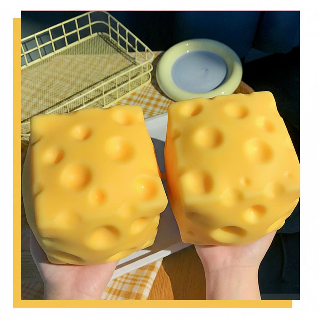 Cute Cheese Squishy Toy Soft TPR Stress Relief Ball Funny Food Shaped Fidget Toy for Anxiety and Stress Management for Kids