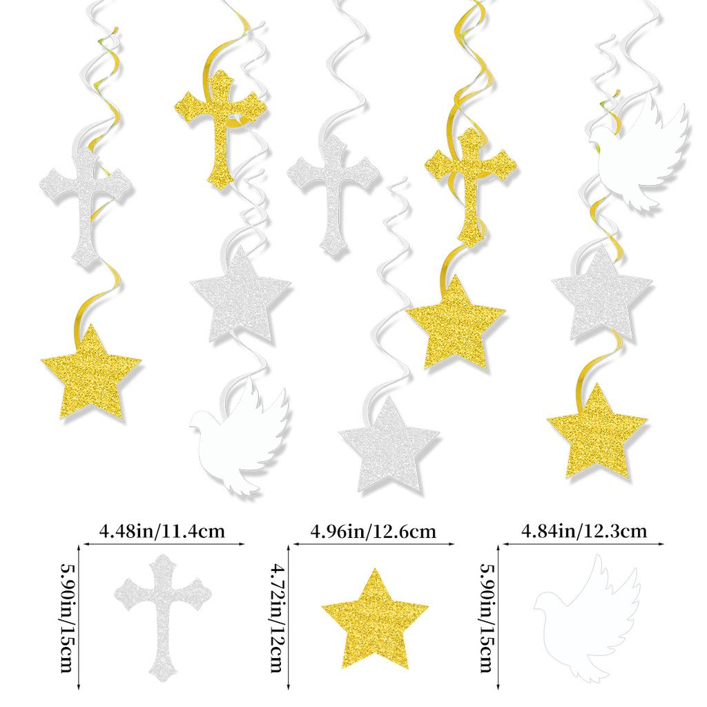 Baby Bath Baptism Communion Decoration Spiral Pendant Star Cross Spiral Pendant Customized
