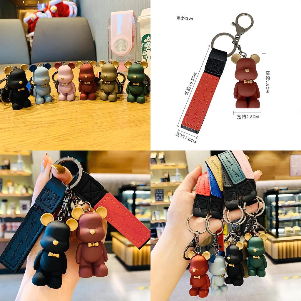 Creative Resin Transparent Crystal Palm Bear Keychain Cute Gift For Couples And Backpack Decoration