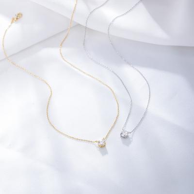 Collana pendente rotonda in zircone europeo e americano design femminile di nicchia catenina per clavicola placcata in rame oro 14K