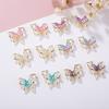 10Pcs Butterfly Nail Art Charm Rhinestone Faux Pearl 3D Butterfly Shape Nail Design Jewelry DIY Crafts Nail Decoration Accessories