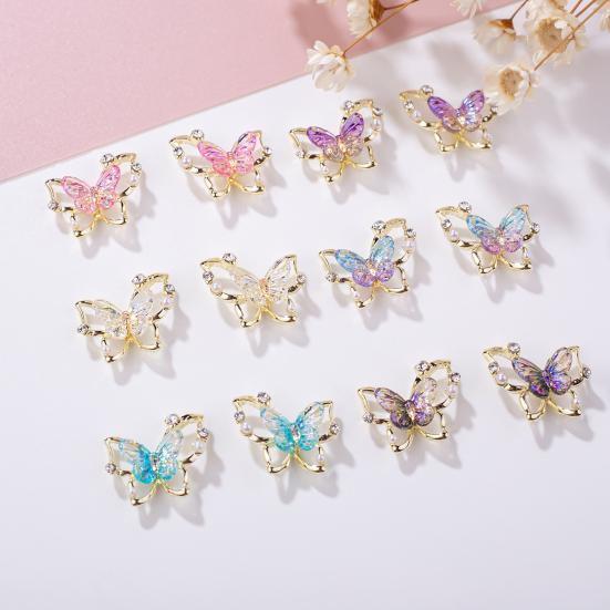 10Pcs Butterfly Nail Art Charm Rhinestone Faux Pearl 3D Butterfly Shape Nail Design Jewelry DIY Crafts Nail Decoration Accessories