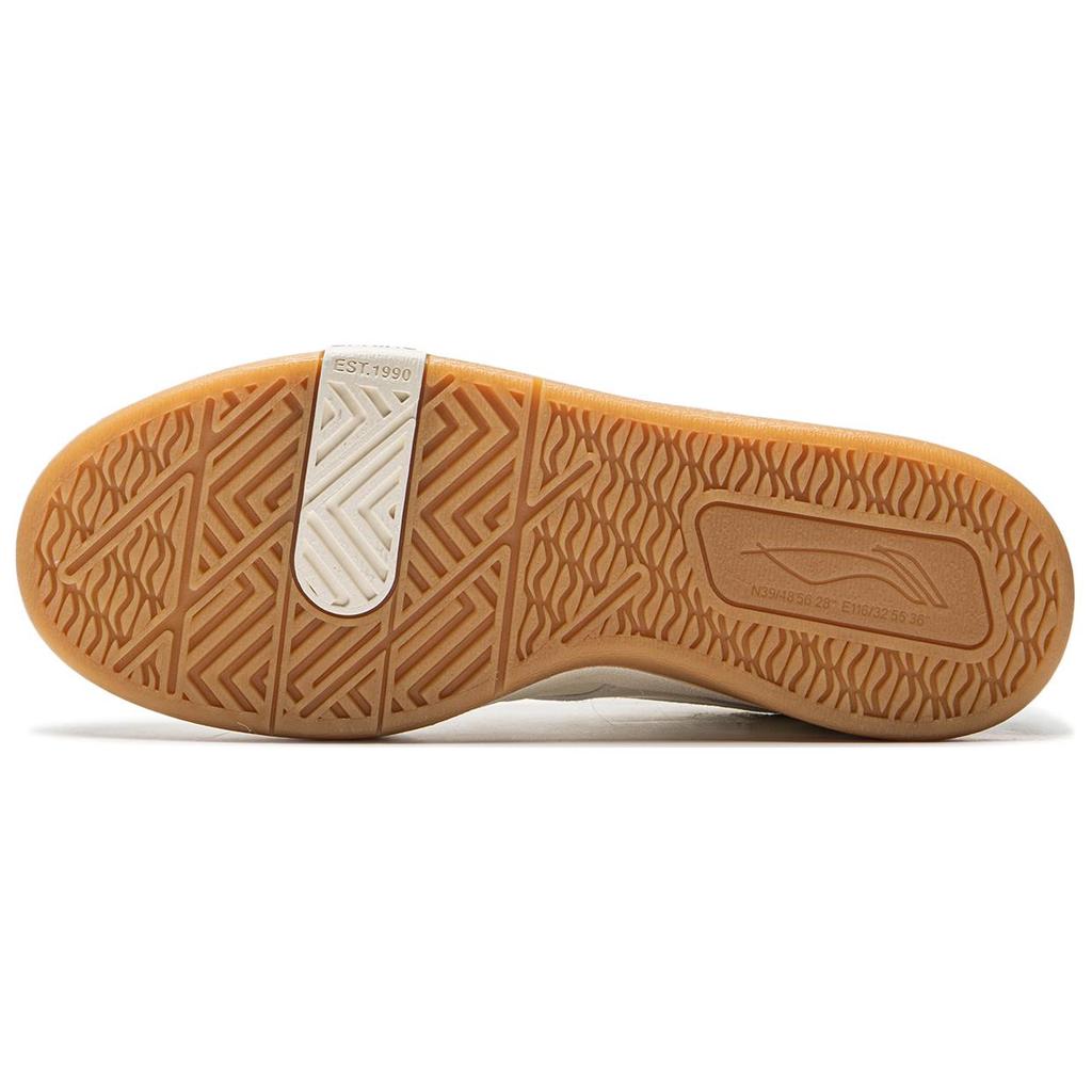 Li Ning Synthetic Leather Zhen Rong 92S Comfortable Versatile Non-Slip Wear-Resistant Low-Top Skate Shoes Women sneaker Beige AEPU038-4