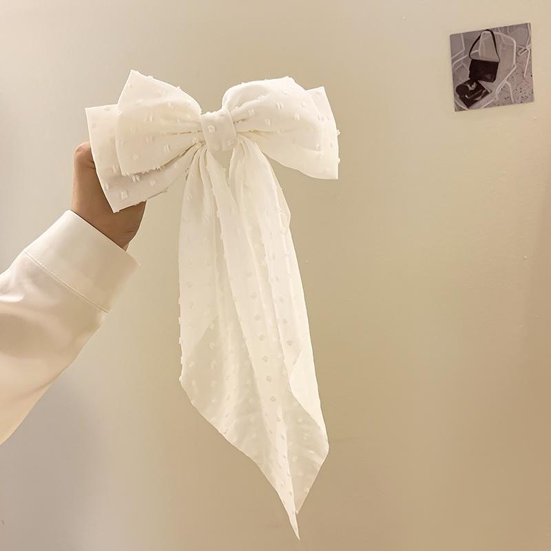 Fairy Style Hair Clip Solid Color Oversized Bow Streamer Hair Clamp Chiffon Bow Hair Clip Fashion Hair Accessories