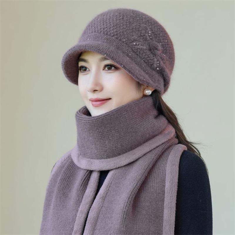 Middle-aged and Elderly Mother Hat Women's Velvet New Autumn and Winter Warm and Cold Old Lady Knitted Hat Wool Hat