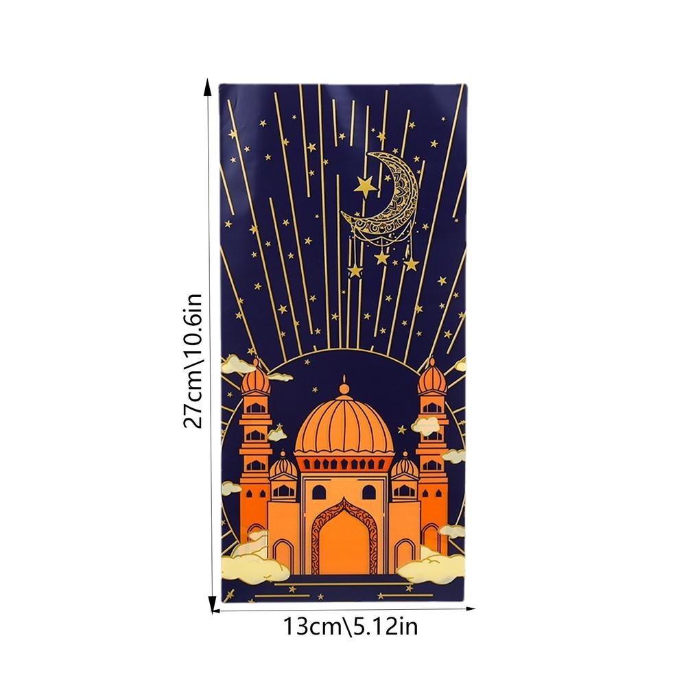 50pcs Eid Mubarak Gift Bags Plastic Candy Cookie Pouch Ramadan Decoration 2024 Islamic Muslim Party Supplies Eid Al-fitr 2024