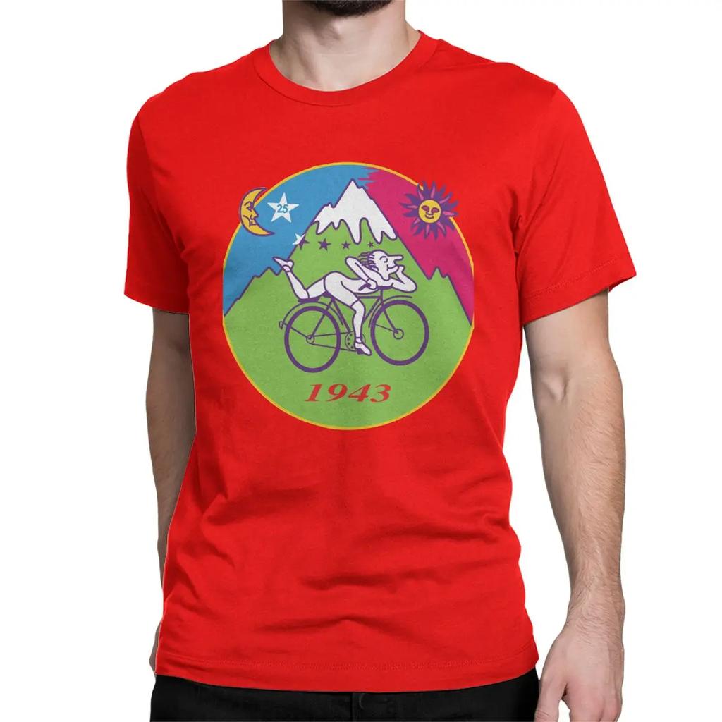 Альберт Хофманн День велосипеда ЛСД 1943 Мужская футболка Велосипедная оригинальная футболка Футболка с коротким рукавом и круглым вырезом Хлопковые летние топы