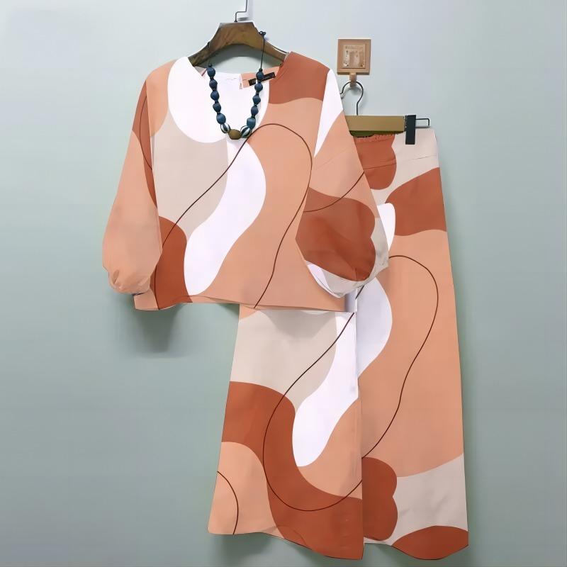 Summer Women's Casual Outfit Set: Bohemian Top, Wide-leg Pants, 2-piece Set