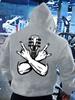 1Rock And Roll Hoodie for Men, Guitar Headstock & Metal Horns Hand Gesture Back Print Pullover Sweatshirt