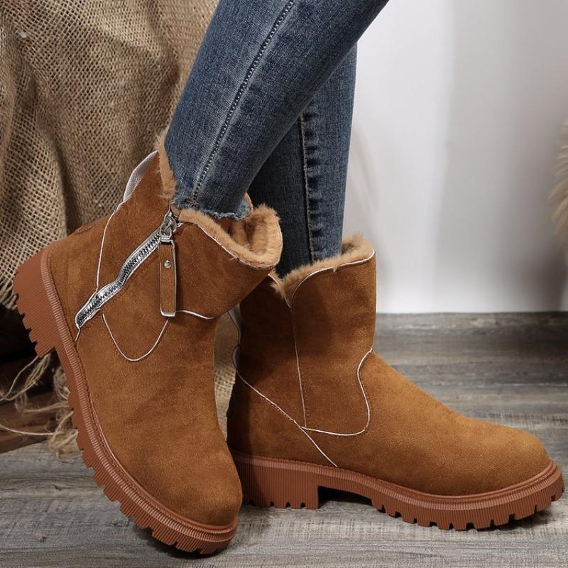 New minimalist Snow Boots Women Winter Warm Fashionable versatile Platform Boots Non-slip Short Plush Flats Suede Shoes