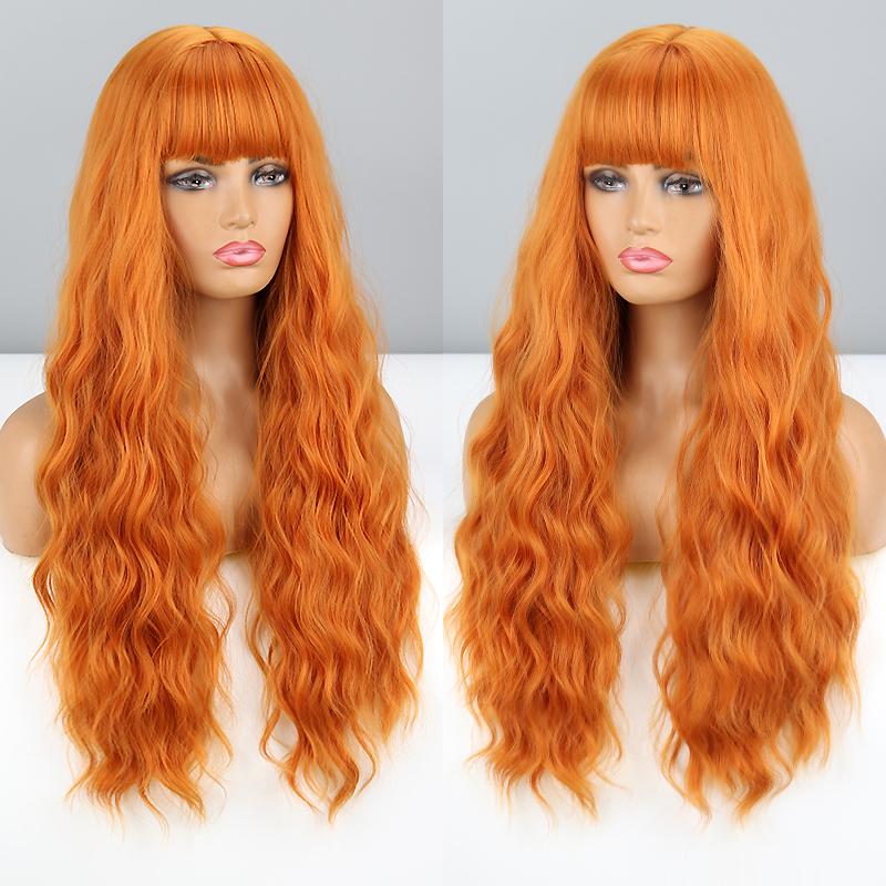 MISSQUEEN женский длинный светло-русый цвет волнистый парик с челкой из синтетического волокна, натуральный глубокий волнистый парик для повседневной носки, цвет омбре