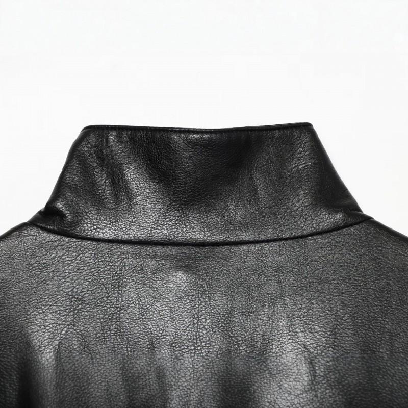 Womens Faux Leather Jacket Stand Collar Loose Fit Short Coat Fall Winter