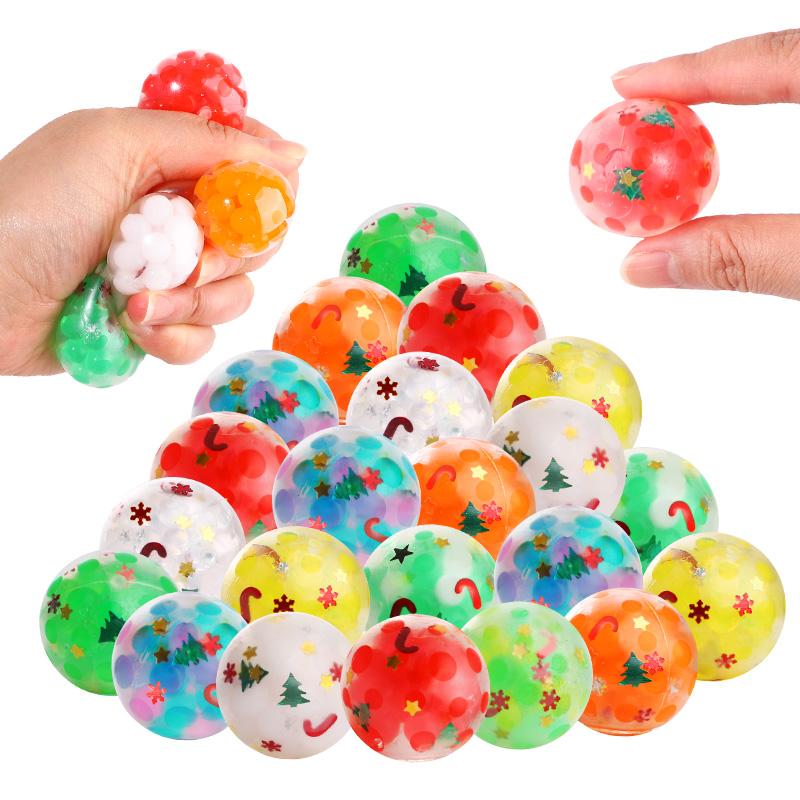 24Pcs 3.5cm Christmas Soft Squishy Ball Stocking Stuffers Kids Gift Adult Sensory Toy Birthday Party Goodie Bag Pinata Filler