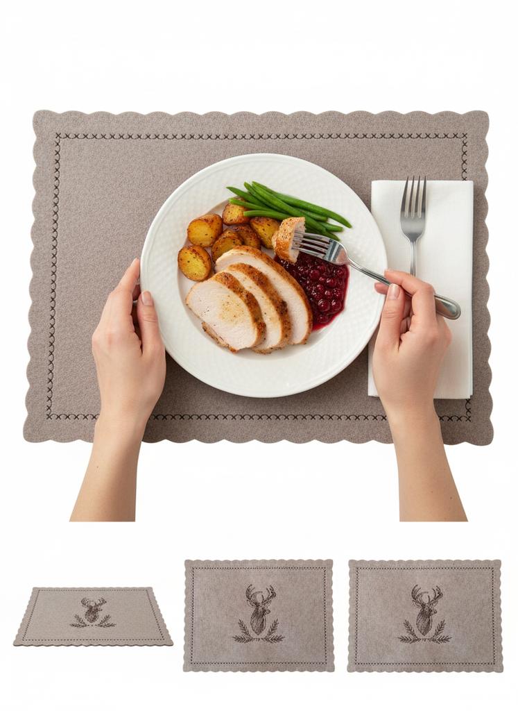 Felt Christmas Plate Mat Beige 30×40 Cm For Decoration