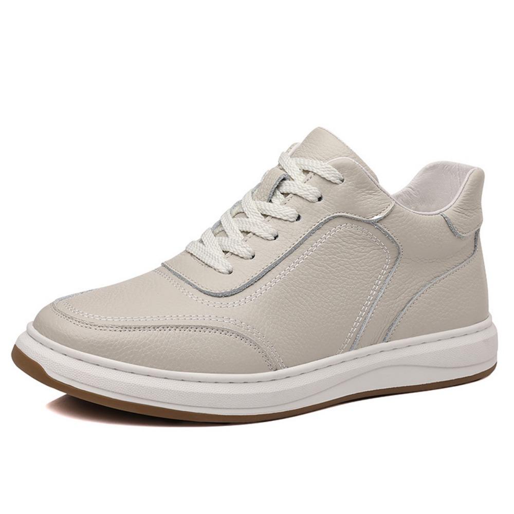 Genuine Leather Men Casual Shoes Winter Warm Lined Slip On Sneakers White Shoes for Men