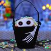 Großer Süßigkeitenspender Halloween Süßes oder Saures Eimer für Kinder, Kürbisgesicht Geist Fledermaus Katze Rollenspiel Requisiten Snackkorb, mit Griff Party