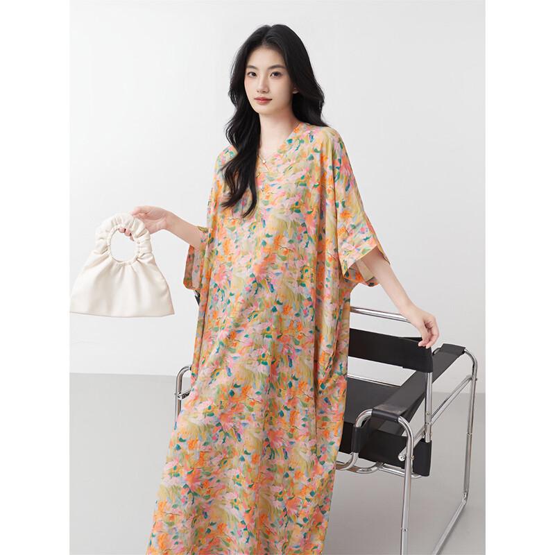 Aiyilian Summer Patchwork Floral Resort Dress M