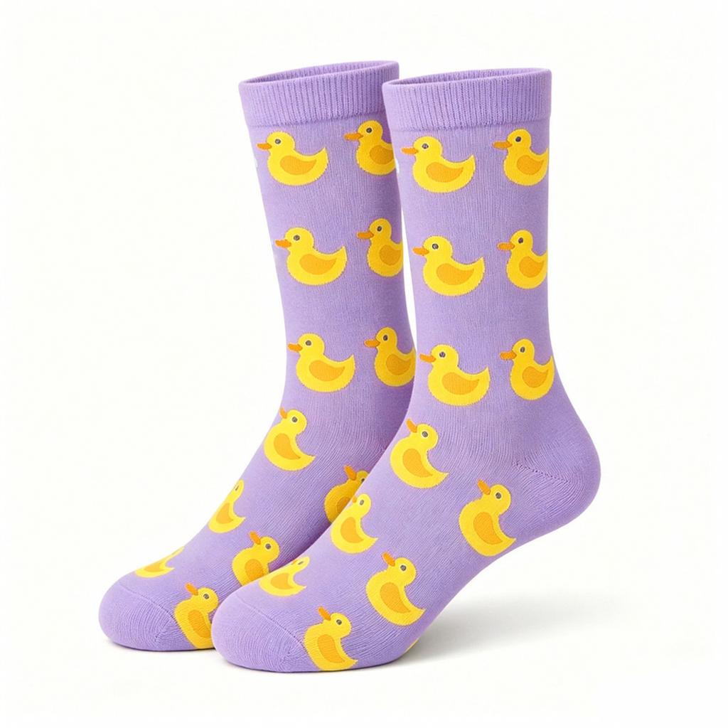 Matching Pattern Mid Calf Cotton Socks for Couples, Trendy Novelty Socks