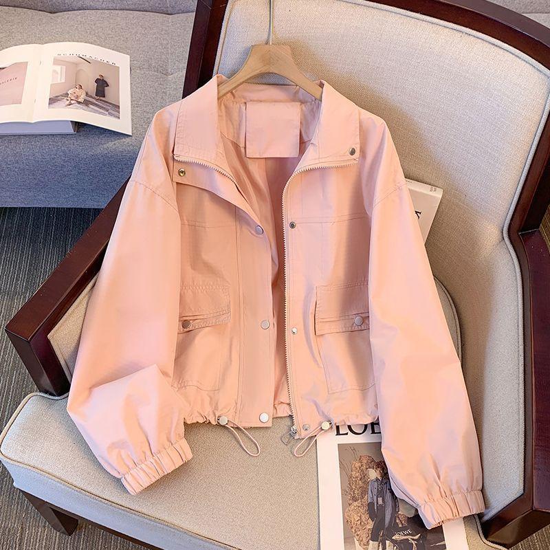 

Женская повседневная бейсбольная куртка Новая весенне-осенняя свободная куртка Тонкая версия S розовый