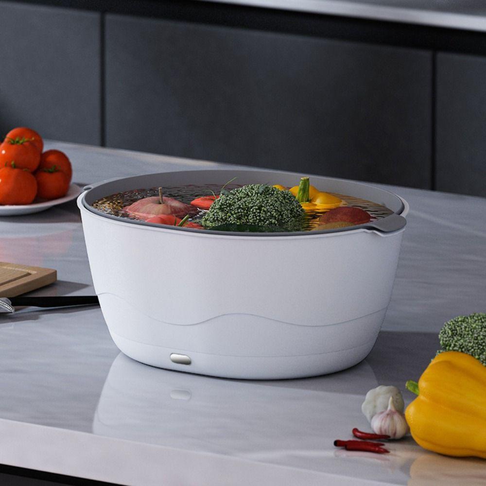 Double Layer Fruit Washing Machine Large Capacity Vegetable Draining Basket Kitchen Countertop