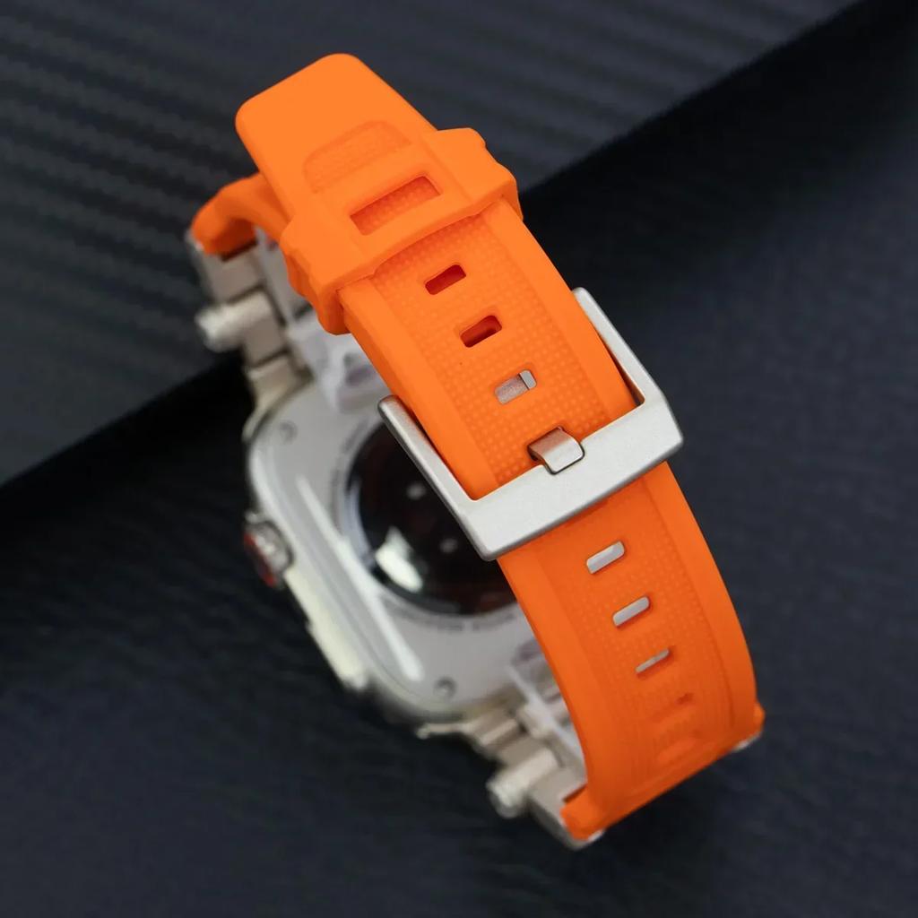 Silicone Sport Band for Apple Watch Ultra 49mm 45mm 42 44mm Rubber Strap for iWatch Series 9 8 7 Se 6 5 4 Ultra 2 49 Correa