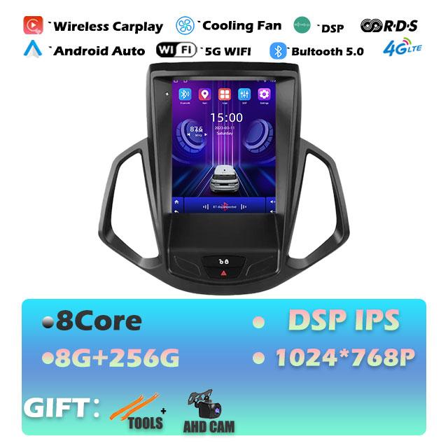 9.7 Lnch For Ford EcoSport 2013-2017 Android 14 Car Radio Auto Multimedia Player IPS Tesla Vertical GPS Carplay Stereo DVR