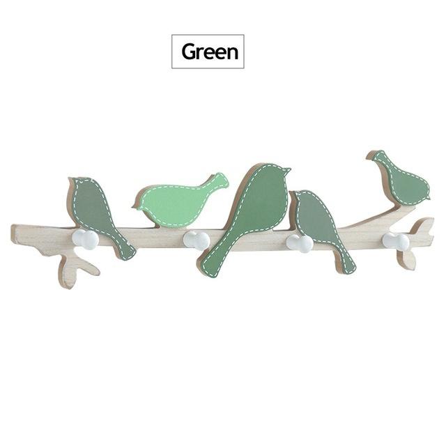 Creative Wooden Bird Coat Hook Wall Mount Shelf Hanging Entrance Coat Rack Home Decorative Holder