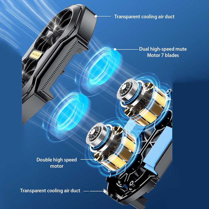 1Pc Game Cooling Backclip Fs01 Dual Fan Rechargeable Mobile Phone Cooler Long Lasting And Stronger Air Cooling