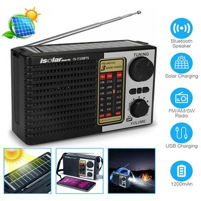 Portable Solar Radio Emergency Radio FM AM SW Radio Full Band High Sensitivity Wireless Bluetooth Speaker LED Flashlight Support MP3 Player