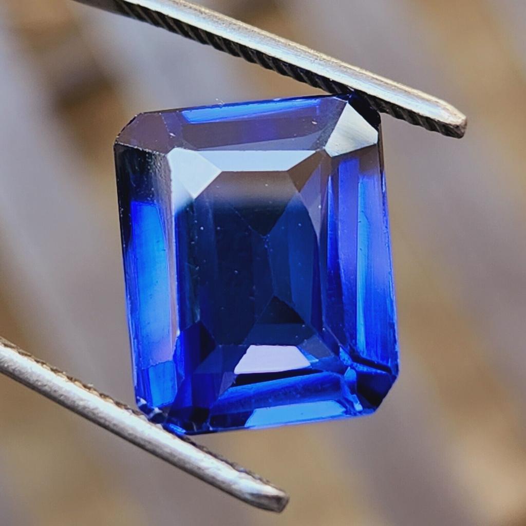 12 Cts Heated Ceylon Blue Sapphire Emerald Cut Certified Loose Gemstone I386 W8c58