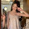 French Sweet Small Fresh Floral Sling Vest Women's Spring and Summer New Versatile Pure Desire Sweet and Spicy Lace-up Inner Top
