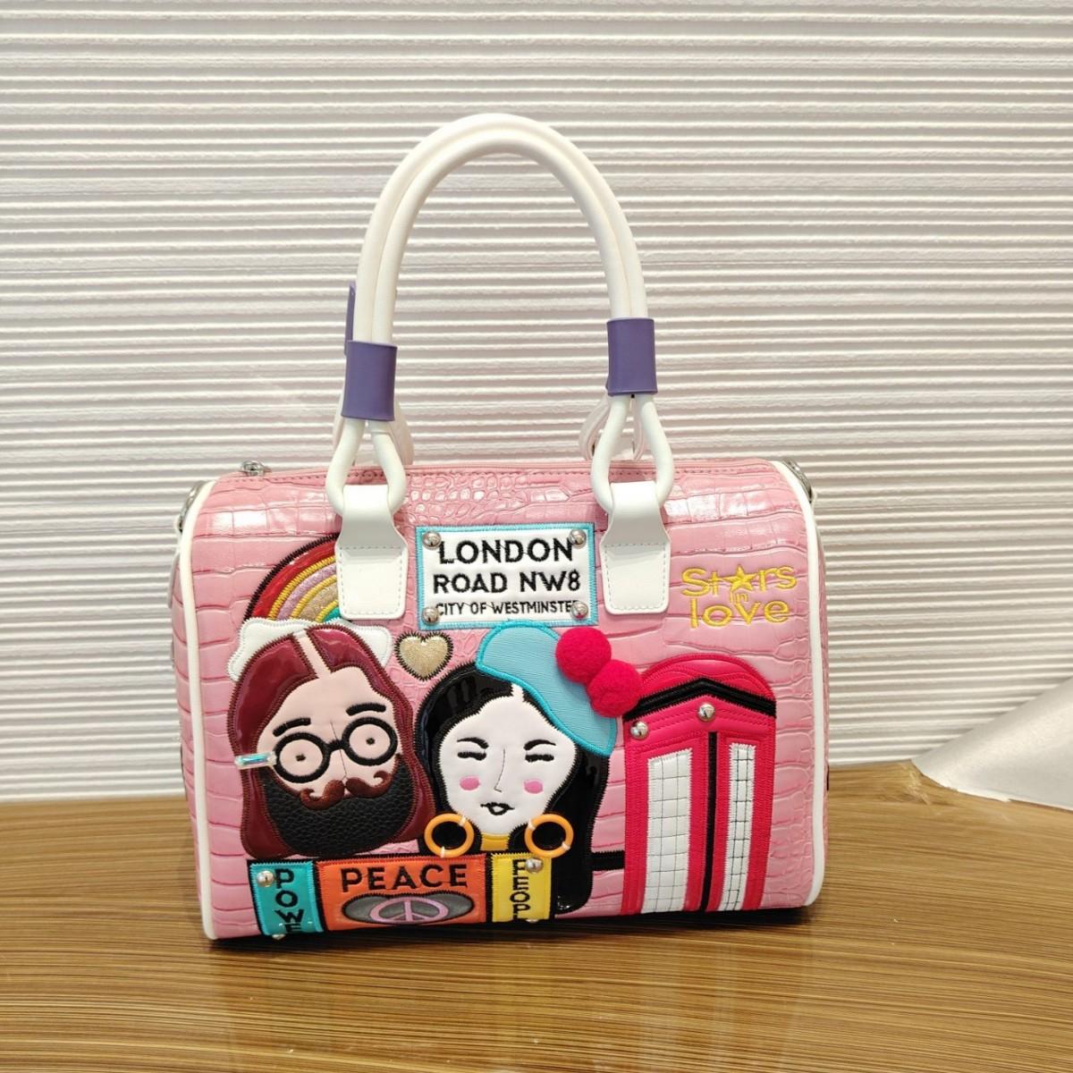 

Trendy Handbag Niche Design Women S Bag Creative Embroidery Shoulder Messenger Women S Bag Boston Bag розовый