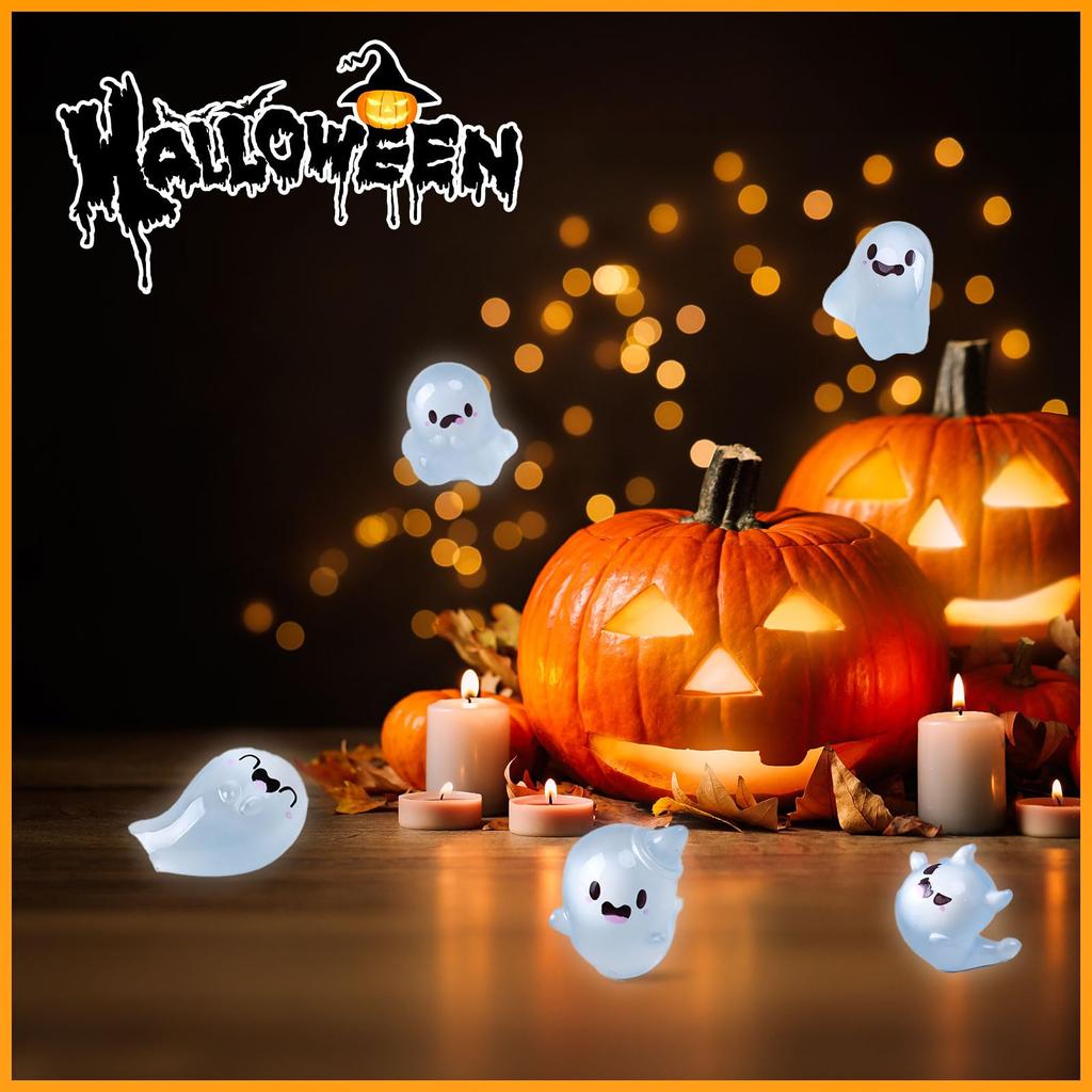 Kodama Ghost Cute Miniature DIY Garden Decorations for Moss and Plant Fairies for and Halloween Glow-in-the-Dark Figures, 15-Piece Set, Bonsai,