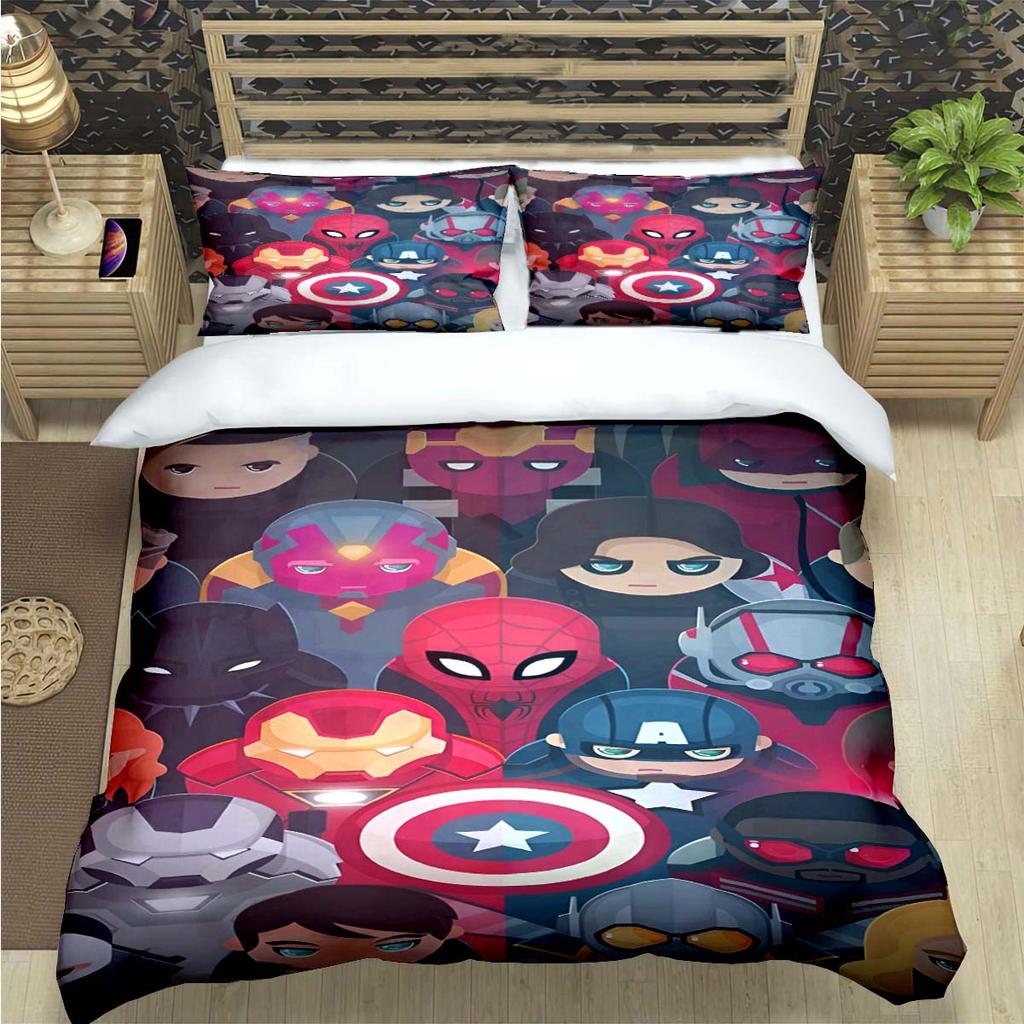 Fashion Superhero A-Avengers Print Bedding Set Duvet Cover Comforter Bed  Youth Kids Girl Boys Luxury Birthday Gift