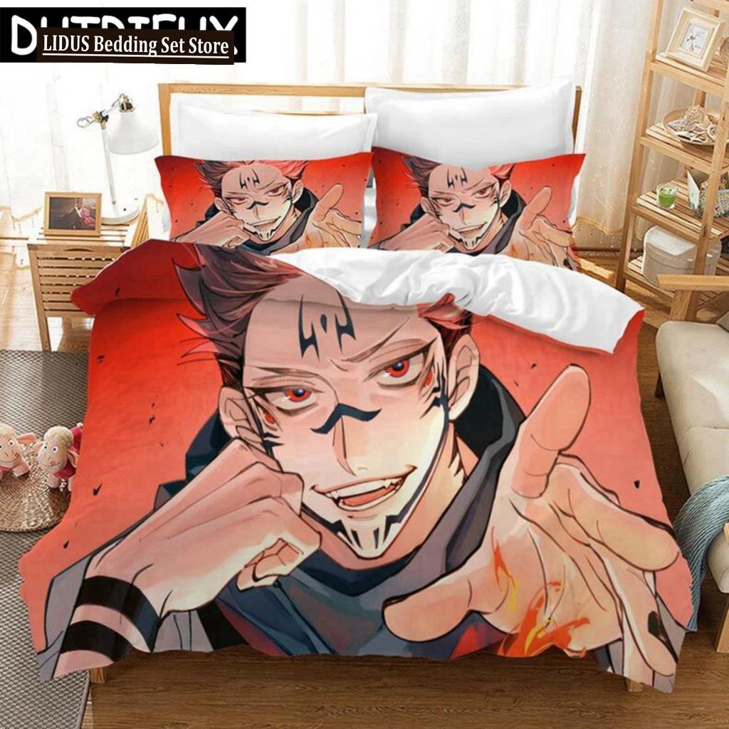 Jujutsu Kaisen Japan Anime 3D Printed Bedding Set King Duvet Cover Pillow Case Comforter Cover Bedclothes Duvet Covers