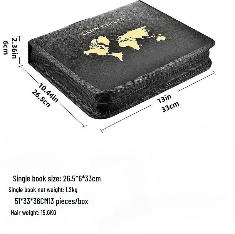 Álbum de Coleção de Moedas de Grande Capacidade: Pasta Colecionadora de Folhas Soltas para Moedas Antigas e Comemorativas com Páginas Transparentes para Cédulas.