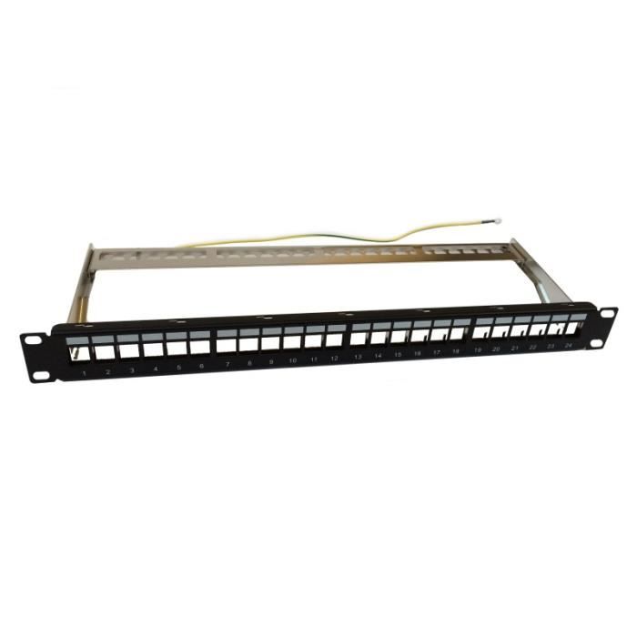Panier de brassage 1U pour 24 connecteurs Keystone RJ45 - WP - WPC-PAN-BF24 - Noir