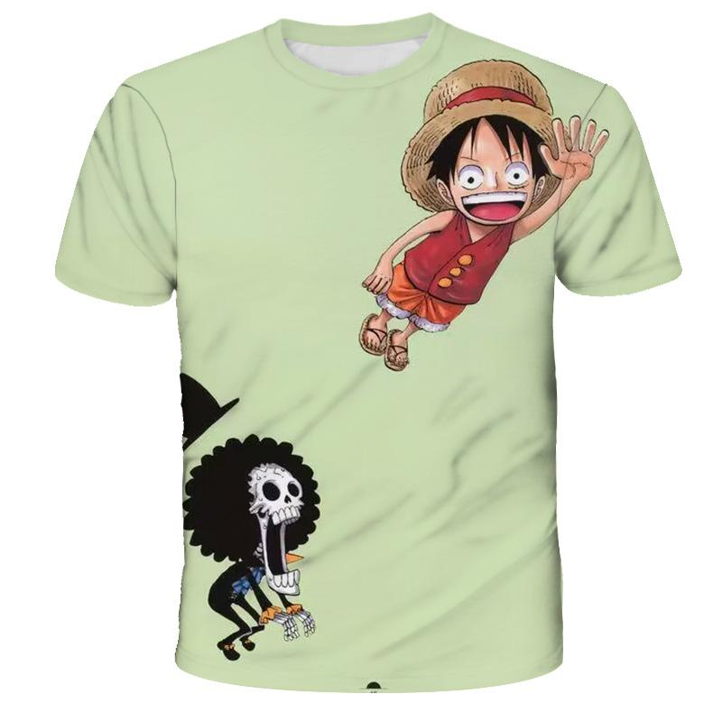 One Piece Luffy Girls T-shirt Kids Short Sleeve Children Print T-shirts Tees Boys' Casual Clothes Ghild O Neck Shirt Daily Tops