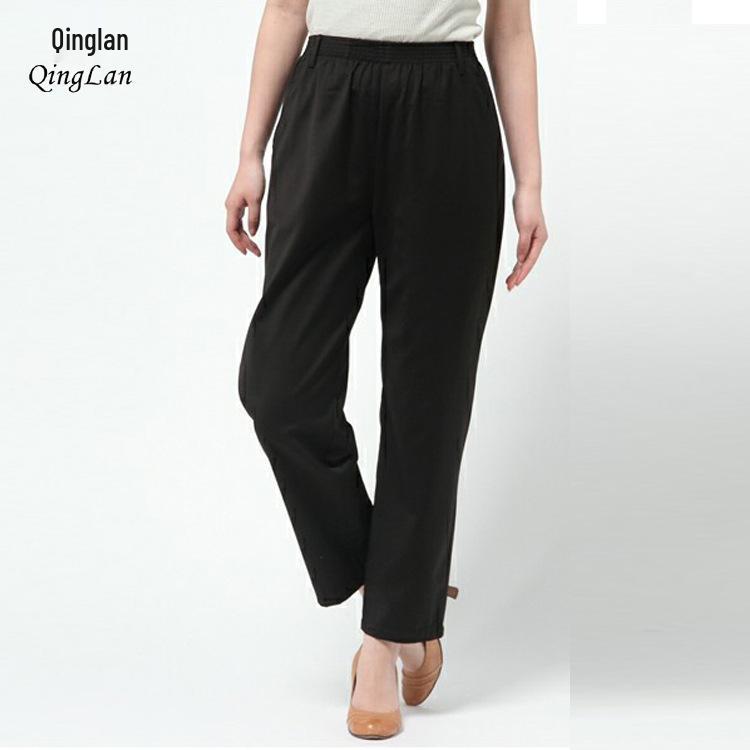 Women's High-Waist Mulberry Silk Pants: Lightweight, Elastic, Casual Nine-Point Design for Middle-Aged & Elderly